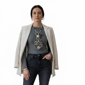 Handmade Repurposed Geometric Tie Statement Necklace